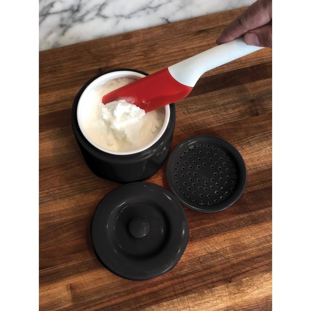 Matte Black Ceramic Grease Container with Lid, 32 oz