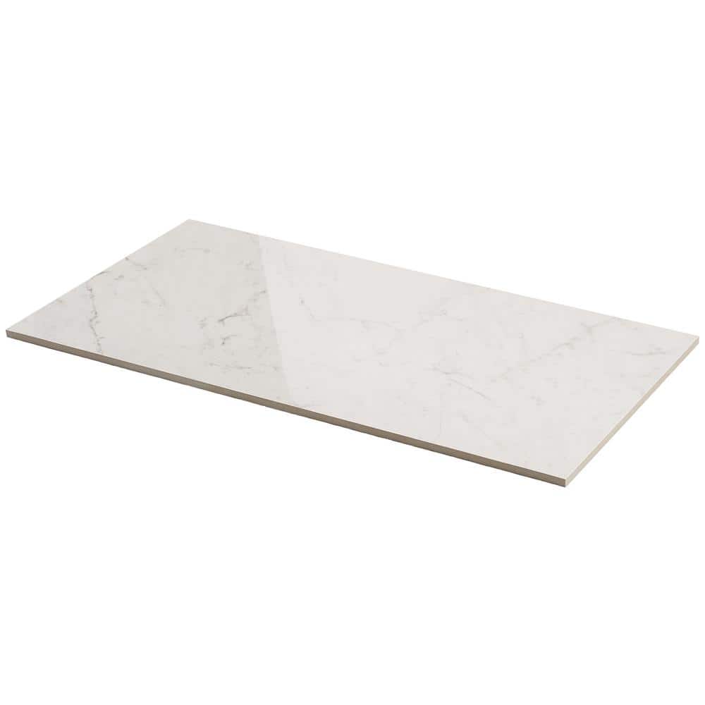 Saroshi Carrara Giola 12" x 24" Polished Marble Look Porcelain Tile