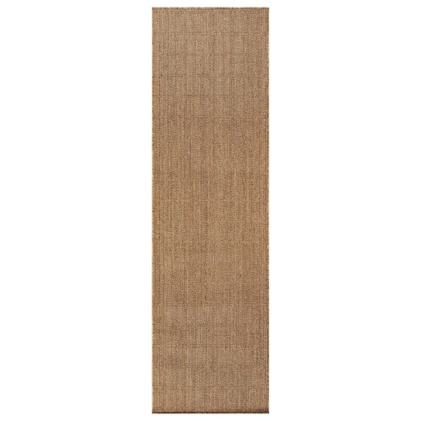 Plaid Natural/Jute Easy-Care Indoor/Outdoor Flat Woven 2 ft. 3 in. x 6 ft. Natural Area Rug