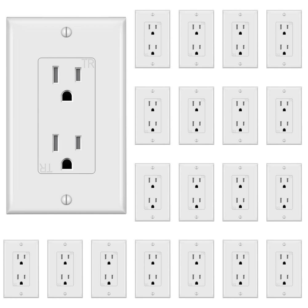 15 Amp 125-Volt Tamper-Resistant Outlet White Self-Grounding 2-Pole with (20-Pack) price history on PriceWatchPro