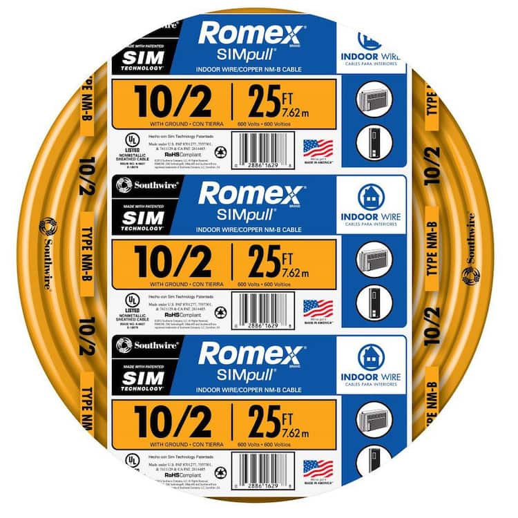 Southwire 25 ft. 10/2 Solid Romex SIMpull CU NM-B W/G Wire