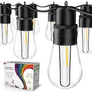 Outdoor 96 ft. Plug-In Edison Bulbs LED String Lights with S14 30 Plus 4 Spare Patio Shatterproof Bulbs ETL Listed IP65