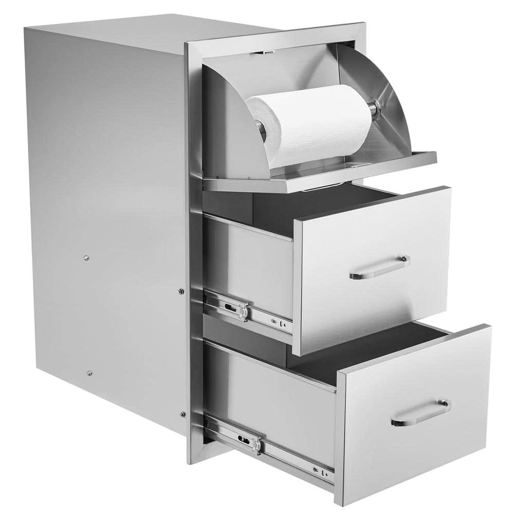 17 in. W x 30 in. H Outdoor Kitchen Drawers Stainless Steel Double Access Drawers with Paper Towel Holder price history on PriceWatchPro