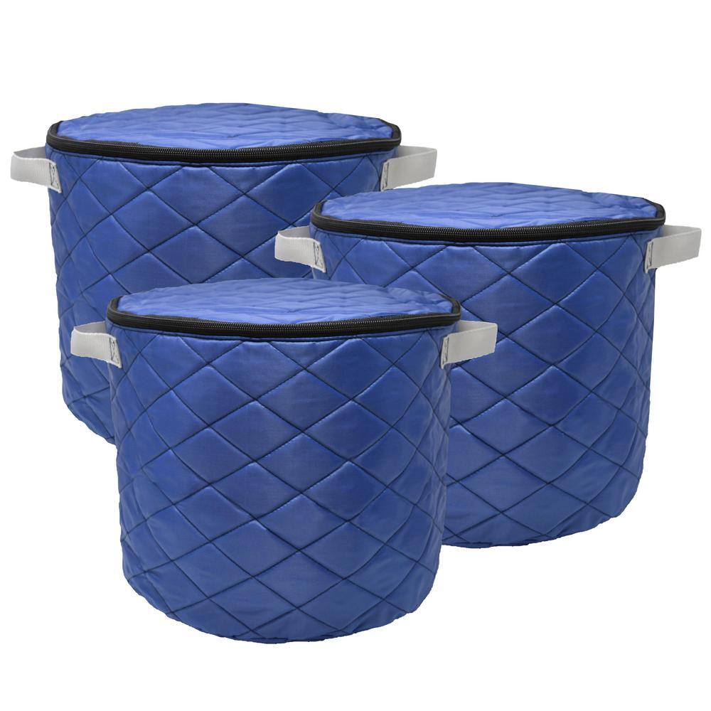 6.5-Gal. Quilted Padded Plate Storage Bag in Blue (3-Pack)