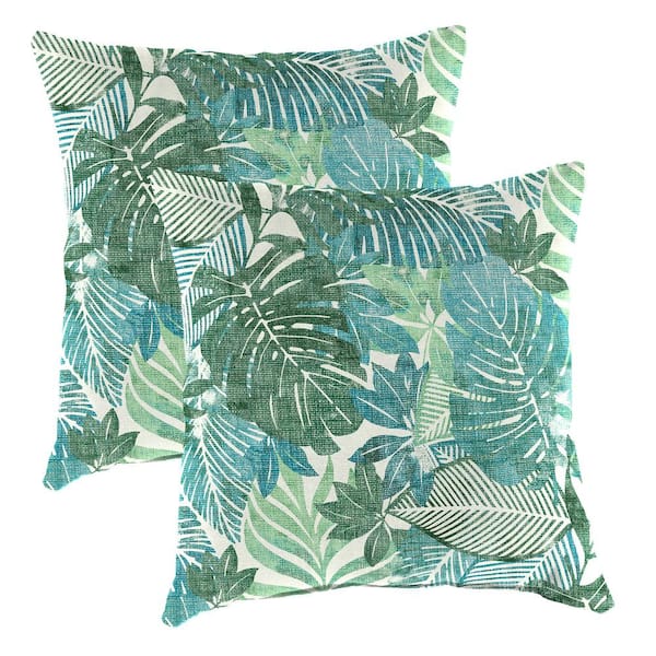 Jordan Manufacturing 16 in. L x 16 in. W x 4 in. T Square Outdoor Throw Pillow in Wesley Aqua (2-Pack)