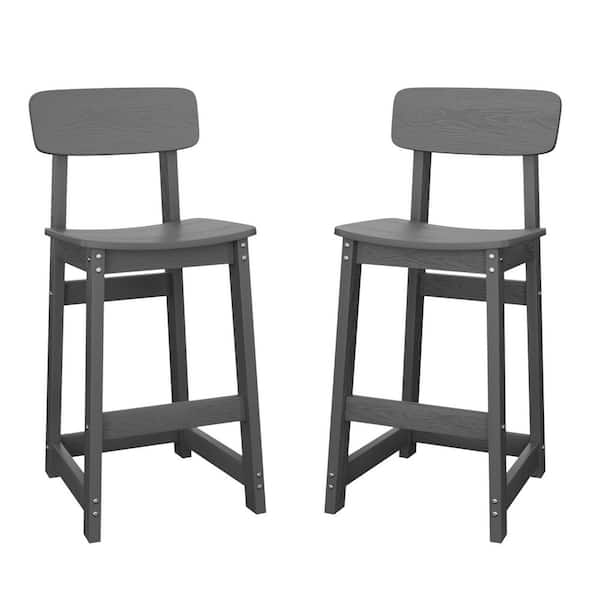 HDPE Outdoor Bar Stool (2-Pack) with Gray