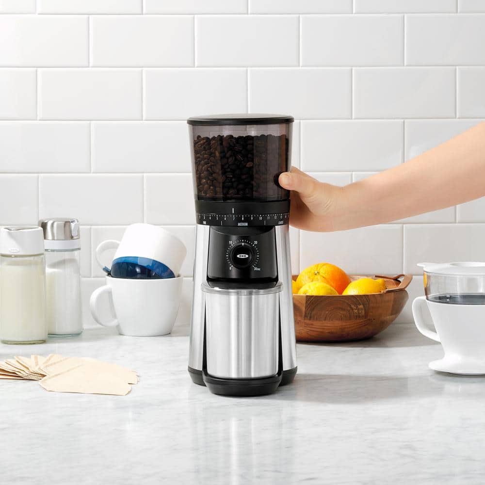 Silver Stainless Steel Conical Burr Coffee Grinder