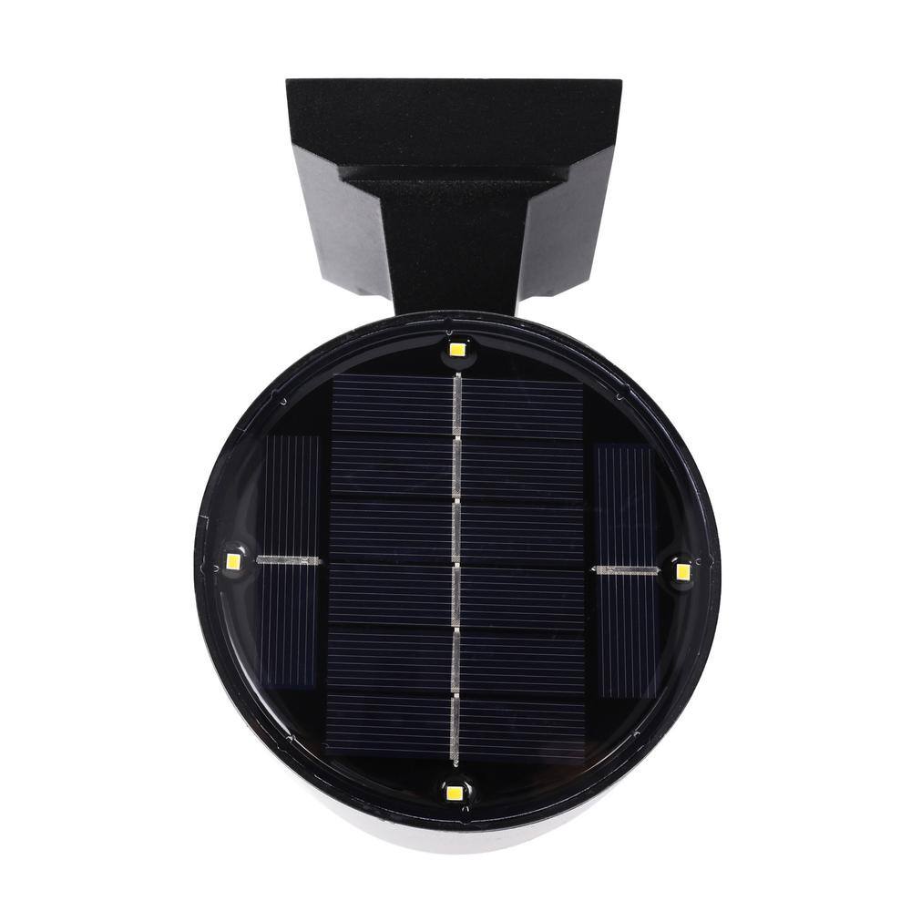 Black Aluminum Cylinder Solar Powered Outdoor Wall Sconce