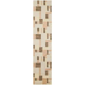 Astra Machine Washable Beige Multicolor 2 ft. x 10 ft. Geometric Contemporary Runner Area Rug