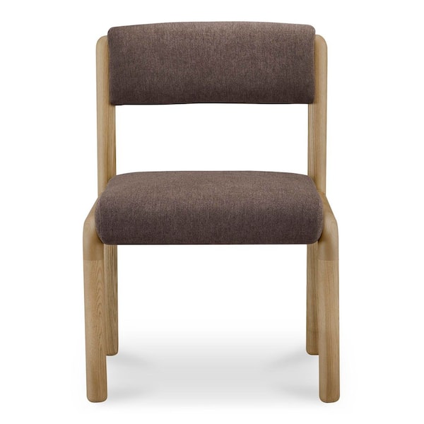 Eldon Deep Brown Fabric Upholstered Curved-Back Solid Ash Dining Chair (Set of 2)