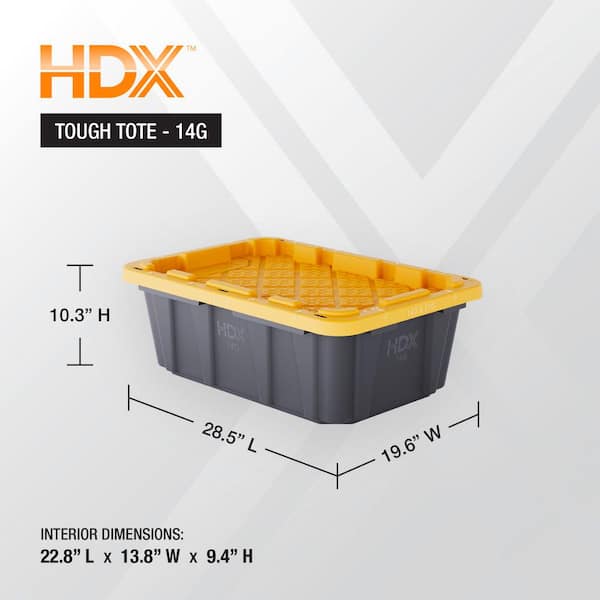 Reviews for HDX 14 Gal. Tough Storage Tote in. Black with Yellow