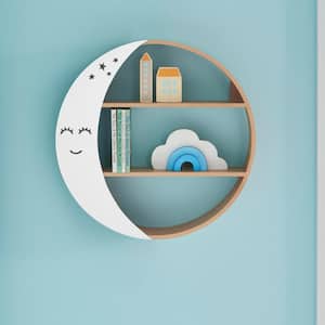 Crescent Moon Round Wood Wall Shelf (18 in.)