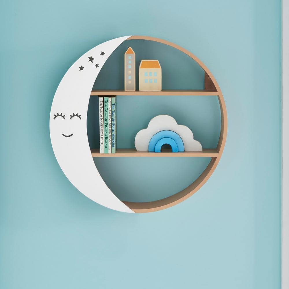 StyleWell Kids Crescent Moon Round Wood Wall Shelf (18 in