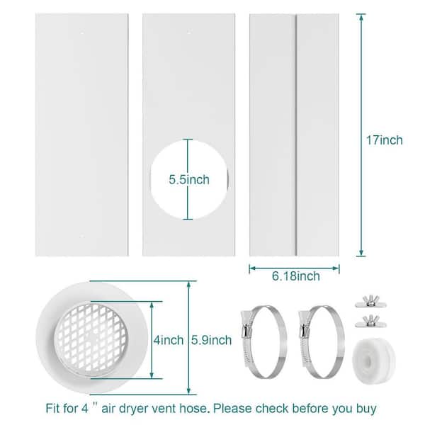 4 in. Adjustable Dryer Window Vent Kit with Sealing and Insulation for Exhaust Fans, No Hose Included