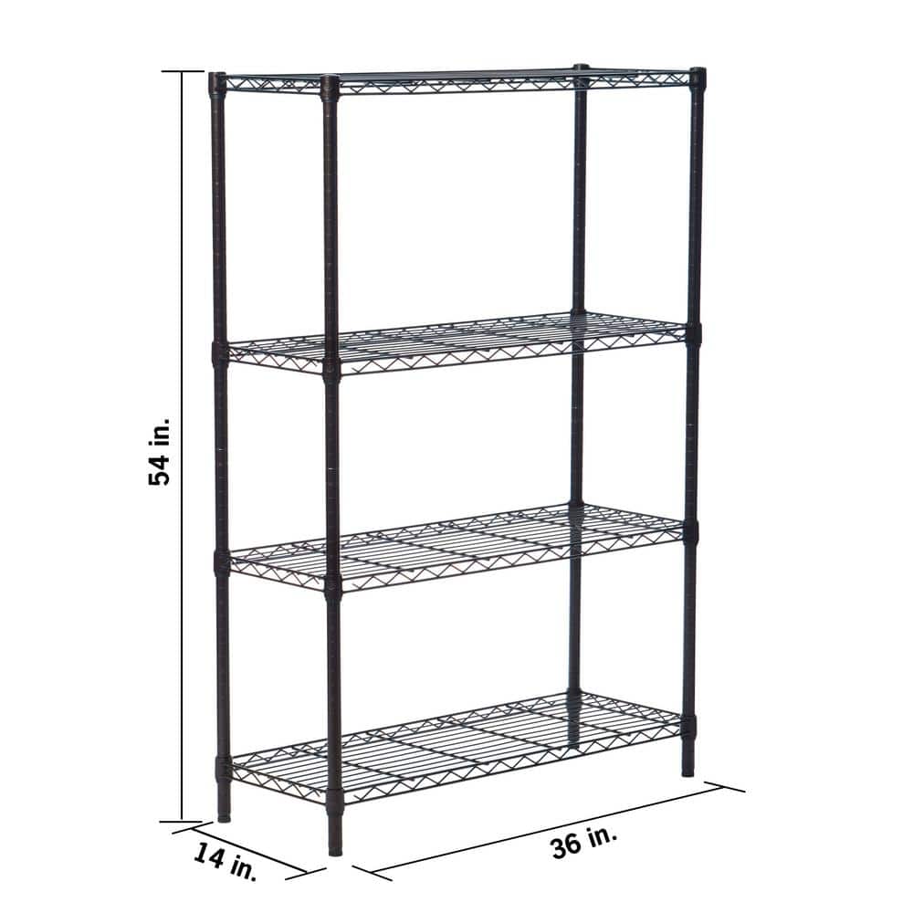 Industrial Black 4-Tier Adjustable Steel Wire Shelving Unit