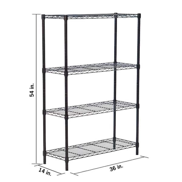 Trinity 4-Tier 36 x 14 x 54 Wire Shelving with Liners, NSF, Black