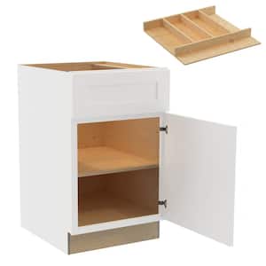 Newport 21 in. W x 24 in. D x 34.5 in. H Pacific White Painted Plywood Shaker Assembled Base Kitchen Cabinet Rt UT Tray