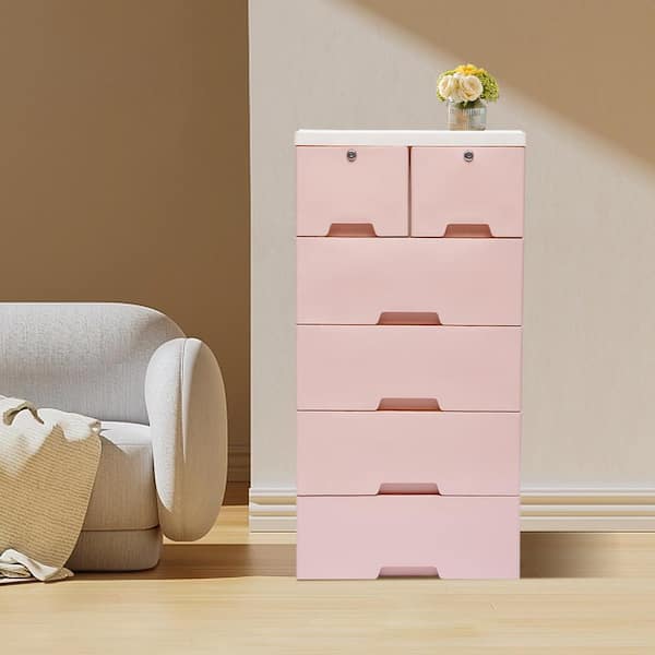6 Drawers Plastic Drawers Storage, Closet Drawers Tall Dresser Organizer  Mobile Cabinet with Wheels Closet Cabinet Clothes Toys Snacks Organizer