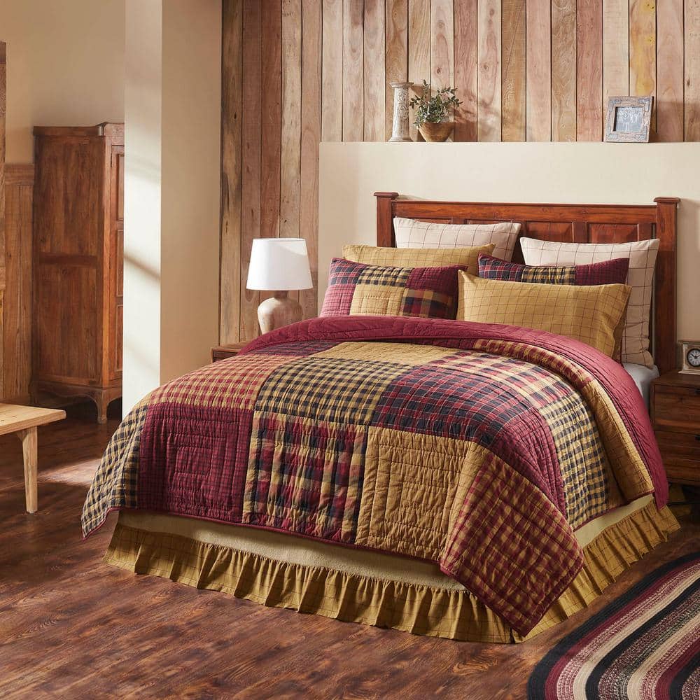 Queen Black and Burgundy Cotton Reversible Quilt