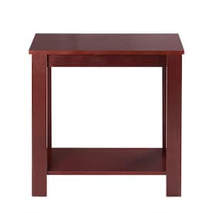 23.5 in Brown Espresso Wood Side End Table with Shelf