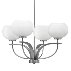 Olympia 4-Light Uplight Chandelier Graphite Finish 7 in. White Muslin Glass