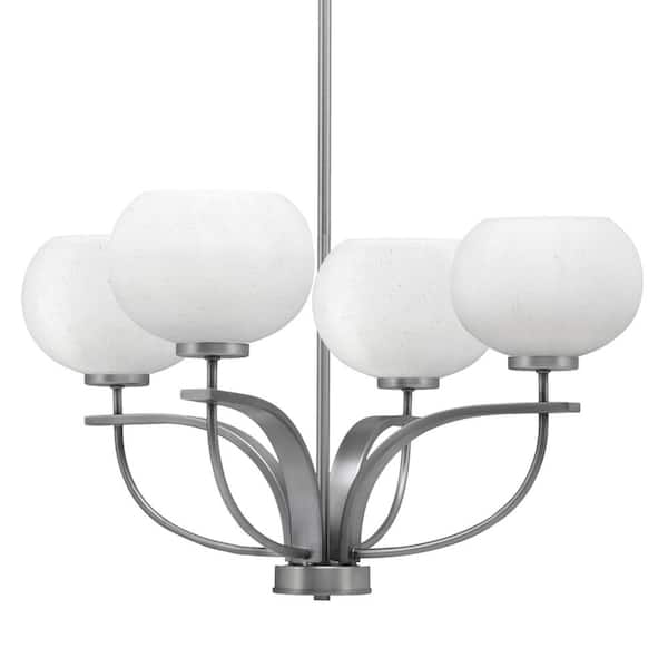 Unbranded Olympia 4-Light Uplight Chandelier Graphite Finish 7 in. White Muslin Glass