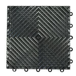 Perforated Click 12-1/8 in. x 12-1/8 in. Black Plastic Garage Floor Tile (25-Pack)