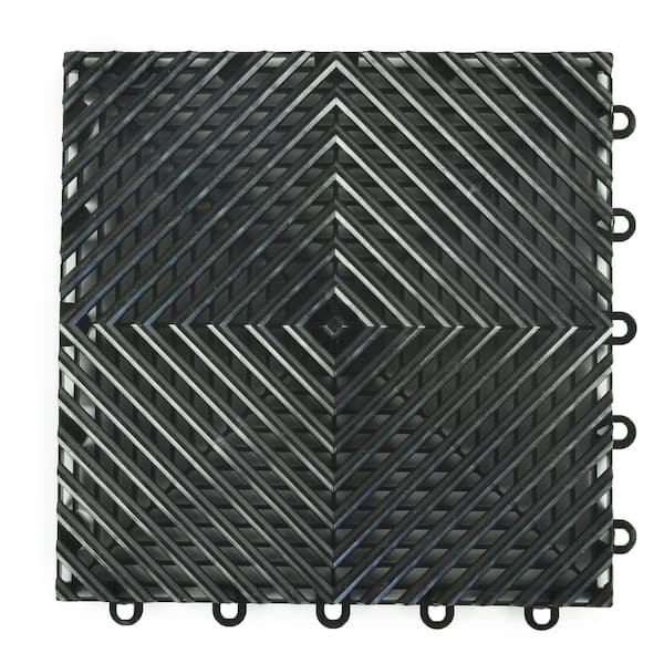 Greatmats Perforated Click 12-1/8 in. x 12-1/8 in. Black Plastic Garage Floor Tile (25-Pack)