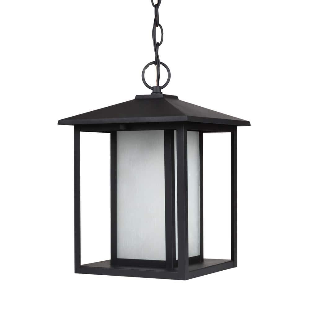 Hunnington Contemporary Black Outdoor Pendant Light, 9x13.75 inches