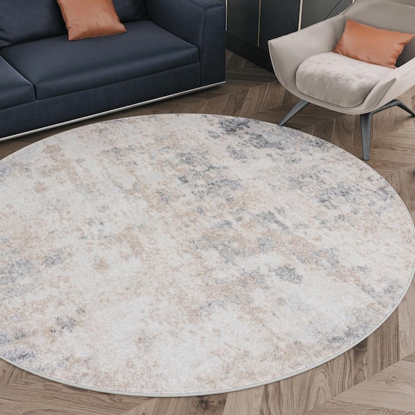 Diamond Abstract Gray 6 ft. Round Indoor Area Rug