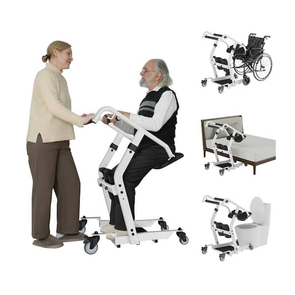 Patient Lift Chair Transport Unit with Wheels, One-Step Stand Assist Lift for Elderly