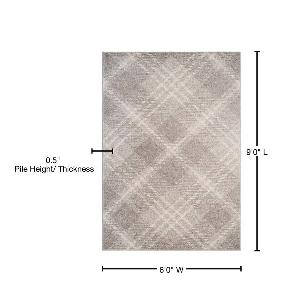 Adirondack Light Grey & Ivory Easy-Care Synthetic Area Rug, 6' x 9'
