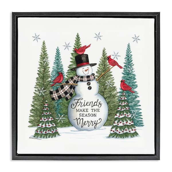 Stupell Industries Winter Friendship Snowman by Deb Strain 1-Piece Floater Frame Graphic Print Typography Poster Art Print 18 in. x 18 in.