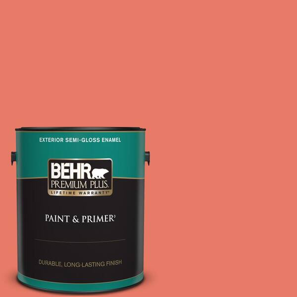 BEHR PREMIUM PLUS 1 gal. #P180-5 Watermelon Slice Semi-Gloss Enamel Exterior Paint & Primer