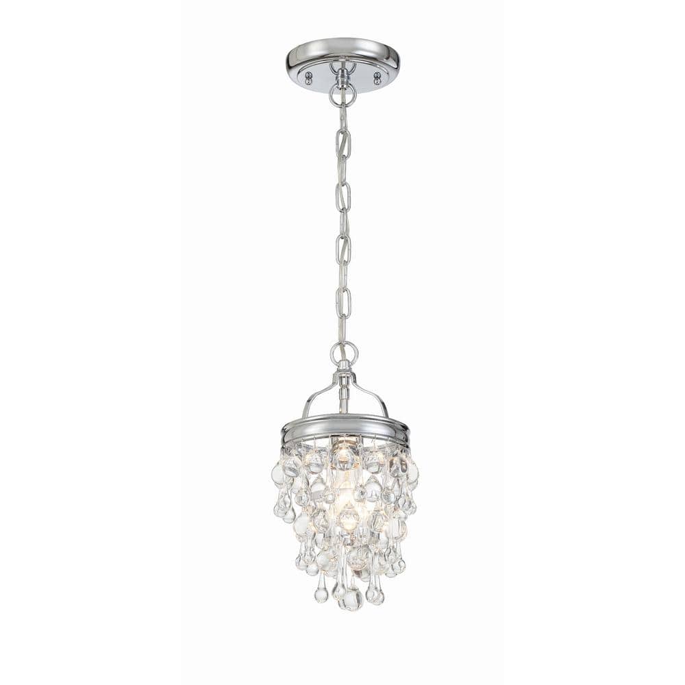 Polished Chrome Mini Crystal Pendant with Cascading Teardrops