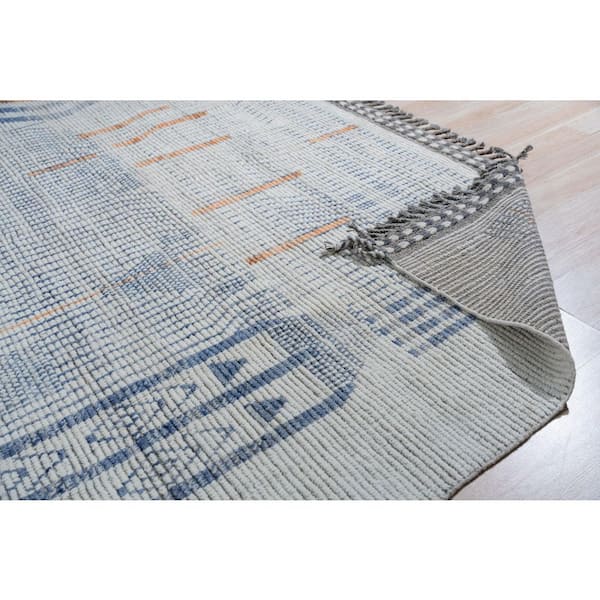 Ivory Hand-Knotted Wool Contemporary Marrakech Handspun, Timeless Elegance for Living Room, 8 ft. x 11 ft. Area Rug