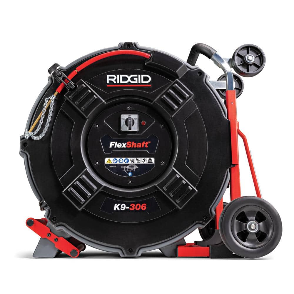 RIDGID K9-306 FlexShaft Wall-to-Wall Professional Drain Cleaning Machine,  3/8 in. x 125 ft. Designed for 3 in. to 6 in. Pipes 66593 - The Home Depot