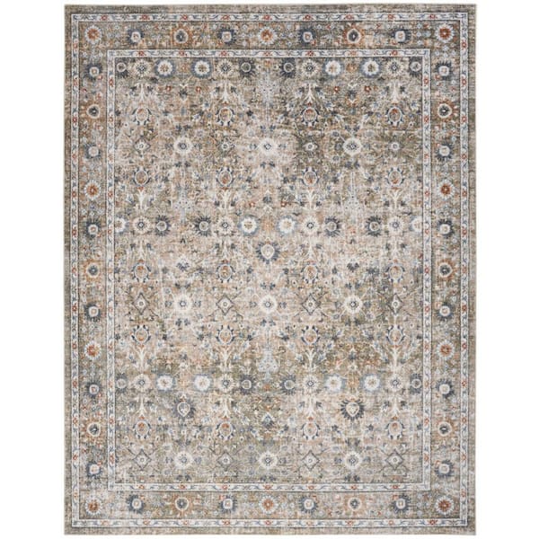 Nourison Astra Machine Washable Gold Grey 8 ft. x 10 ft. Distressed Traditional Area Rug