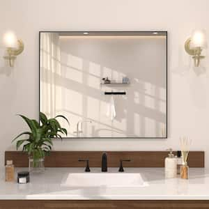 Sight 36 in. W x 30 in. H Rectangular Framed Wall Bathroom Vanity Mirror in Matte Black