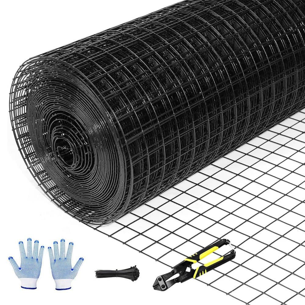24 in. x 100 ft. Black Mesh Chicken Wire Fence, 19 Gauge Vinyl Coated Wire, Poultry Netting for Rabbit Duck Chicken price history on PriceWatchPro