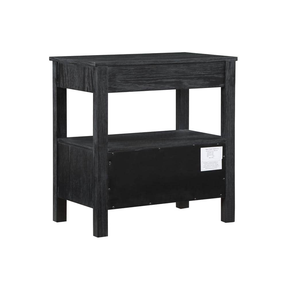 Delano Black Oak Veneer 2-Drawer Nightstand with Gold Knobs
