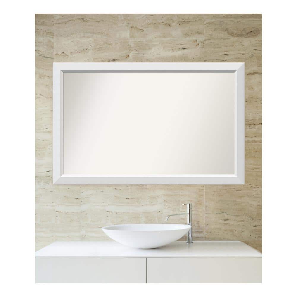 Blanco White Rectangular Wood Bathroom Vanity Mirror