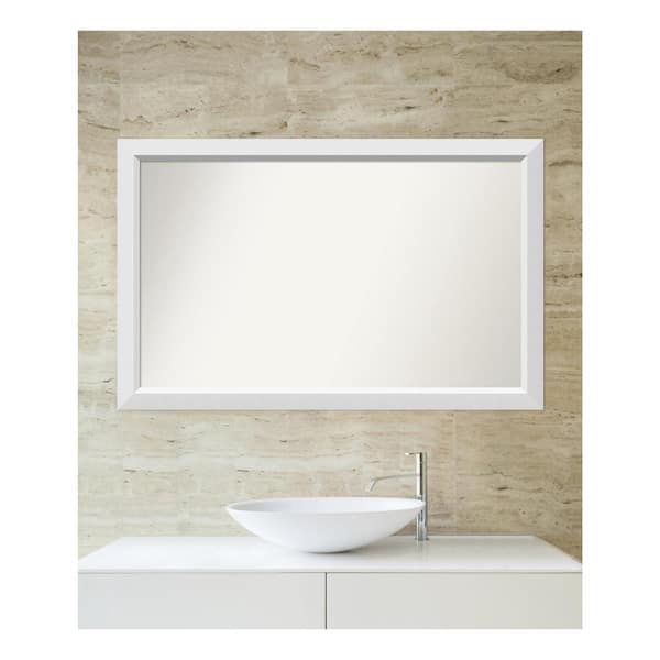 Amanti Art Blanco White 44.25 in. x 28.25 in. Custom Non-Beveled Wood Framed Bathroom Vanity Wall Mirror