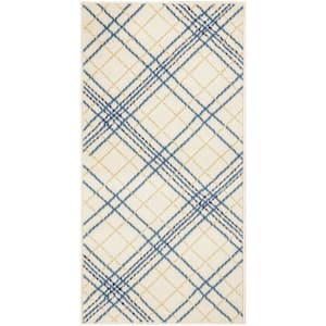 Jubilant Ivory Navy 2 ft. x 4 ft. Abstract Contemporary Area Rug