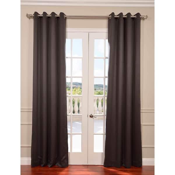 Exclusive Fabrics & Furnishings Anthracite Grey Grommet Curtain Room Darkening Shades- 50 in. W X 108 in. L Single Panel Curtains and Drapes