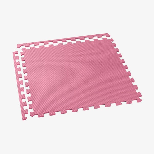 Pink 24 in. W x 24 in. L x 1/2 in.Thick Multipurpose EVA Foam Exercise/Gym Tiles (12 Tiles/Pack) (48 sq. ft.)