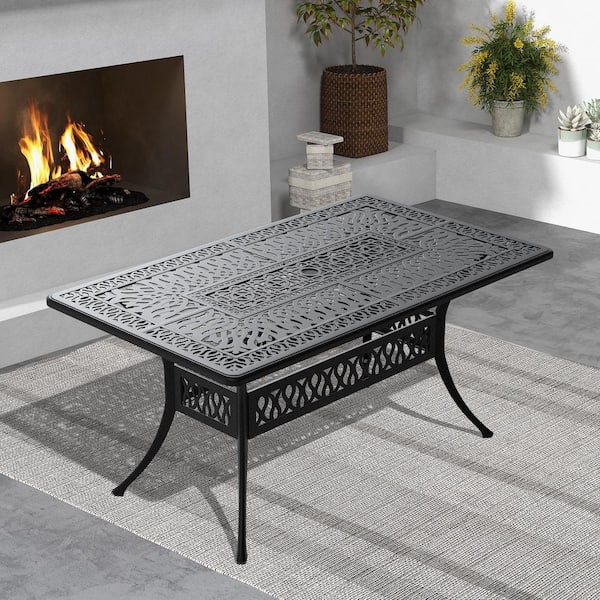58.28 in. L x 34.65 in. W Cast Aluminum Patio Dining Rectangular Table