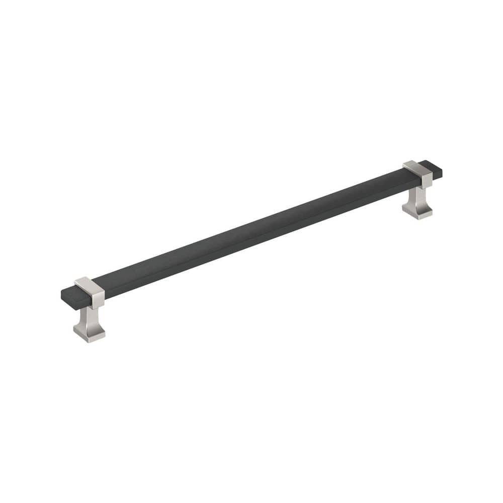 Overton 10-1/16 in. (256mm) Center-to-Center Modern Brushed Matte Black/Satin Nickel Bar Cabinet Pull price history on PriceWatchPro