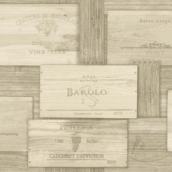Chesapeake Randolph Beige Wine Boxes Paper Strippable Roll (Covers 56.4 sq. ft.)