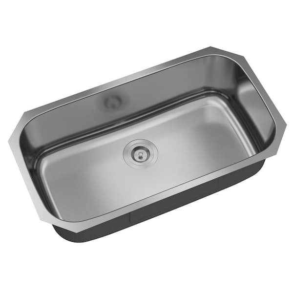 32 in. Undermount Kithchen Sink Single Bowl 18 Gauge Brushed Sink Material with Drain, Bottom Grid and accessories